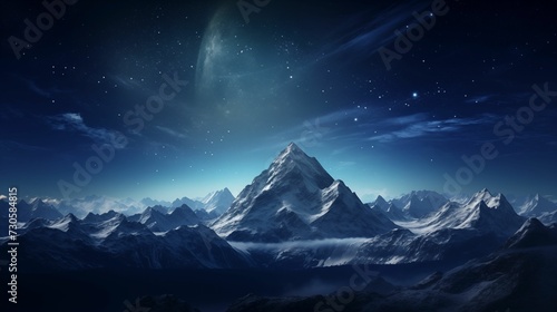 Majestic mountain against the background of the starry sky.