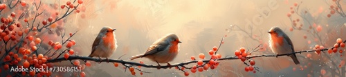 a group of playful birds among fluffy clouds, in the style of whimsical anime, blurred, pastel pink and light peach, shaped canvas