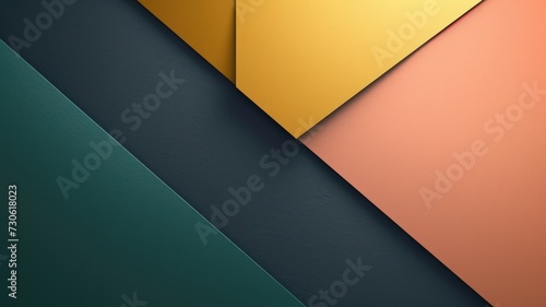 The abstract background of metal texture with empty space in forest green, blush pink, buttercup yellow, and navy blue colors. 3D illustration of exuberant. generative AI