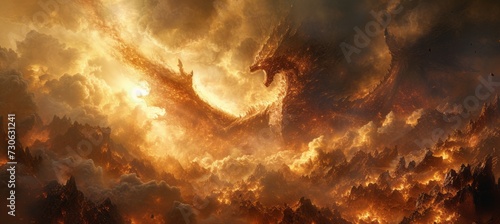 The god of fire dragon. Generative AI technology.