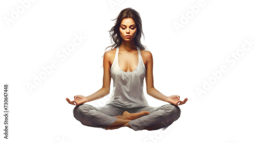 Yoga with lotus pose isolated on transparent background, Generative ai.