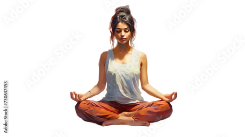 Yoga with lotus pose isolated on transparent background, Generative ai.