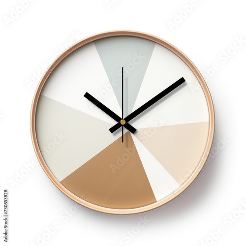 Modern geometrical circular wall clock isolated on a white background, Ai Generated.