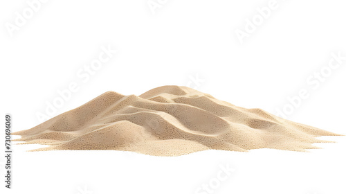 Desert sand pile, dune isolated on white background