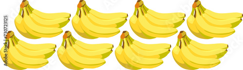 Eight bunches of bananas. Vector illustration.