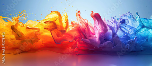 splashes on white background. Orange, glue and purple colors. 
