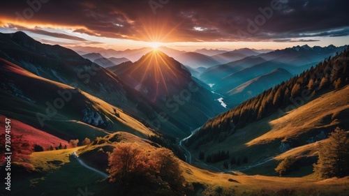 Sunrise in the mountains, Sunrise over the lake, sunset wallpaper, sunset background, The sun is rising and so are the mountains 