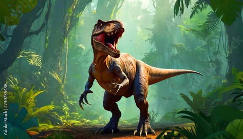Tyrannosaurus rex dinosaurus trex in the jungle 8