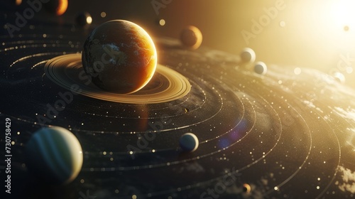 hyperrealistic image of solar system