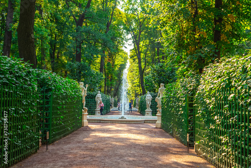 Summer garden in St. Petersburg. Park ensemble, a monument of landscape art.