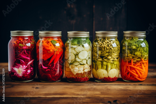 Fermented vegetables in jars