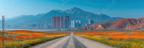 Skyline Urban Qingdao Expressway, Background Banner HD