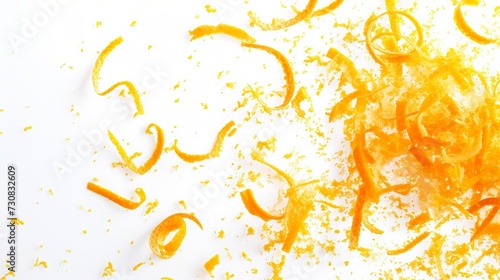 orange zest on white background.