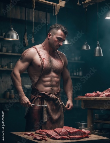 brutal muscle european male butcher
