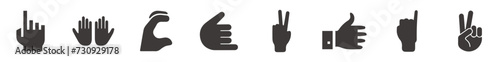 Icons set Hands. Various hand symbols black set. Finger gestures design.