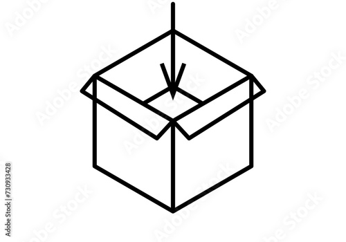 Icono de empaquetar en una caja de mudanza.