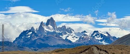 patagonia landscape: fitz roy mountain range panorama