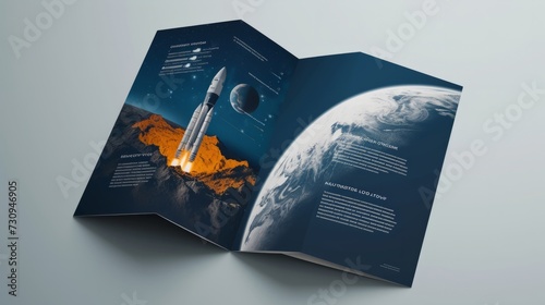 Mock-up magazine or catalog dedicated to space flights and exploration