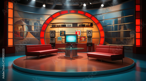 interior of a news studio talk show