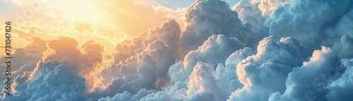 Dramatic Cloudscape, dynamic cloud formation in the sky with billowing clouds, background image, generative AI