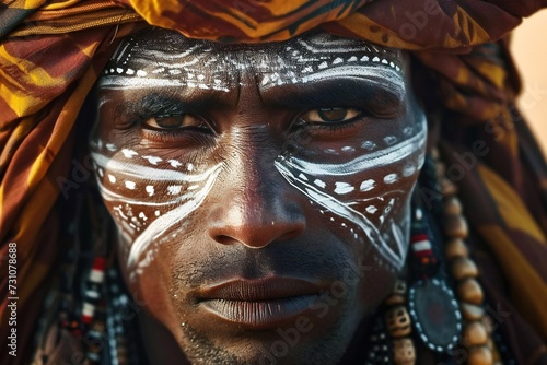 JI Saharan Man with White drawings on the face.