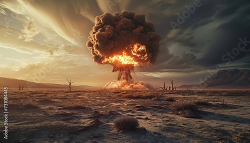 Terrible explosion of a nuclear bomb.