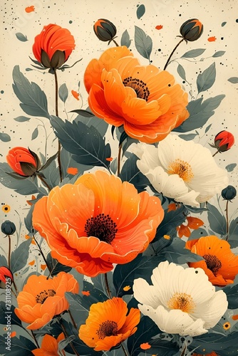 this is an artistic digital artwork style of some poppies