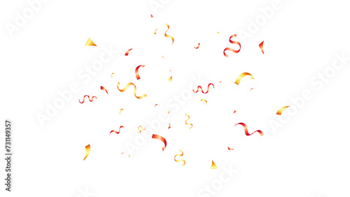 Celebration vector banner background with yellow and red winding ribbons confetti, anniversary, celebration, greeting illustration with fun explosion