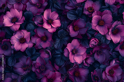 a pink flower pattern of flowers with a dark backgrou