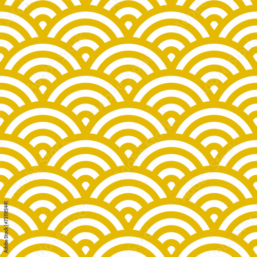 Traditional Japanese waves seamless pattern. Oriental print with geometric design.