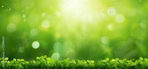 abstract green nature background, soft focused of green grass with bokeh light, Generative Ai 
