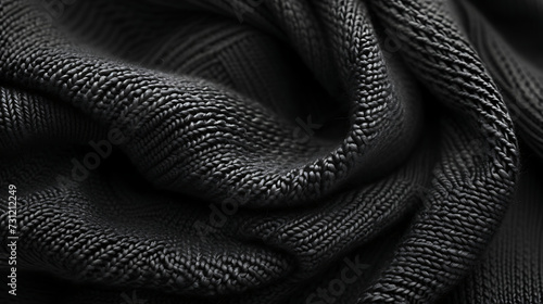 photo close up of a black woven knit fabric in