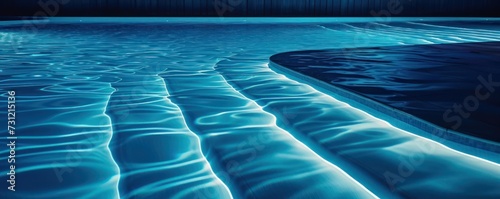 Glowing lines and stripes in pool at night