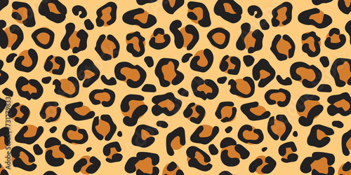 Seamless leopard pattern, black spots on brown background, classic design. Hand drawn design. Abstract concept graphic element. Creative art.