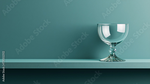 A sleek glass trophy mockup stands proudly on a shelf, showcasing its elegant and unique shape. Its clear surface and ample engraving space invite recognition and honor for outstanding achie