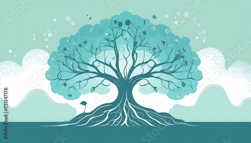 Illustration of the tree of life. Root of the tree.