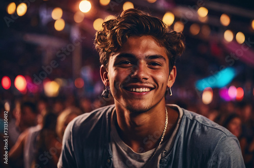young man in the music festival at night