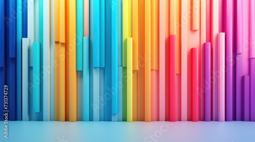 Colorful abstract background with many different colored bars. Generative AI.