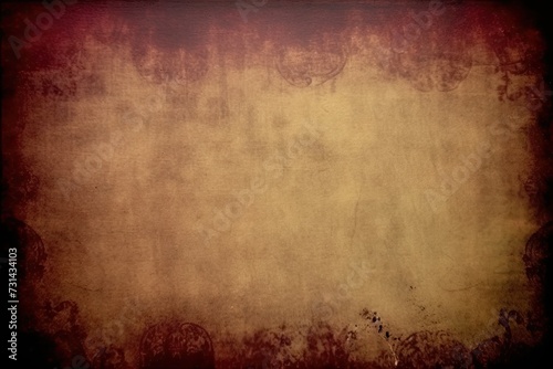 Gothic Grunge Background with Space for Text. Dark Paper Texture in Red, Ochre, and Brown Vintage Faded Colors