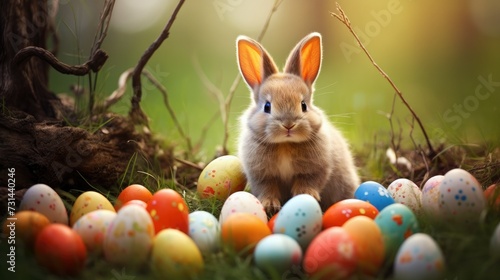 Adorable Easter Bunny Delivers Colorful Eggs in Festive Display