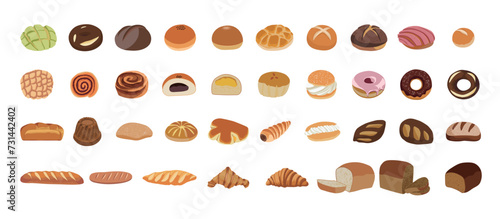 A collection of illustrations of various types of bread.