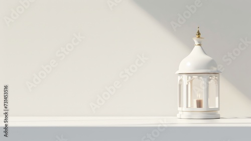 arabic lantern in white with white background. modern minimal design concept