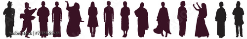 silhouette of a different cultural people in traditional dress