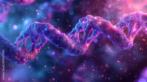 Colorful Background with human dna spiral in violet and blue colors. vibrant illustration