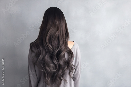 Woman with long dark-brown wave perm hairstyle