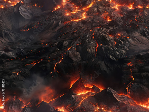 Infernal Peaks A Vision of Apocalyptic Mountains Engulfed in Lava and Fire