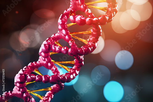 3d illustration of a science template, abstract background with a DNA molecules. abstract technology science concept DNA futuristic , generative ai