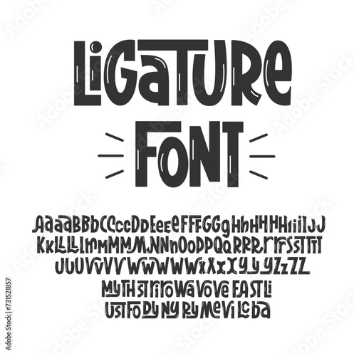 Ligature Creative Font. Funny Constructor Kids Alphabet. Quirky Typographic Design Abc. Decorative Custom Letters Typo.
