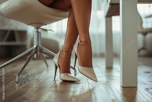Close-up of a business woman's high heels