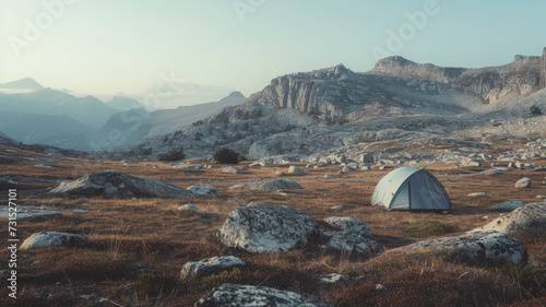 Camping. Lonely tent.